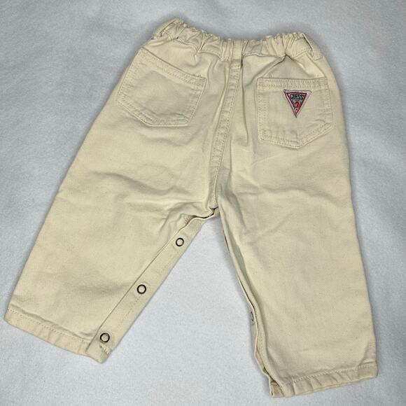 Vintage 80s Baby Guess Tan Denim Jeans 12 Months Stretch Waist Snap Crotch USA - Picture 5 of 5